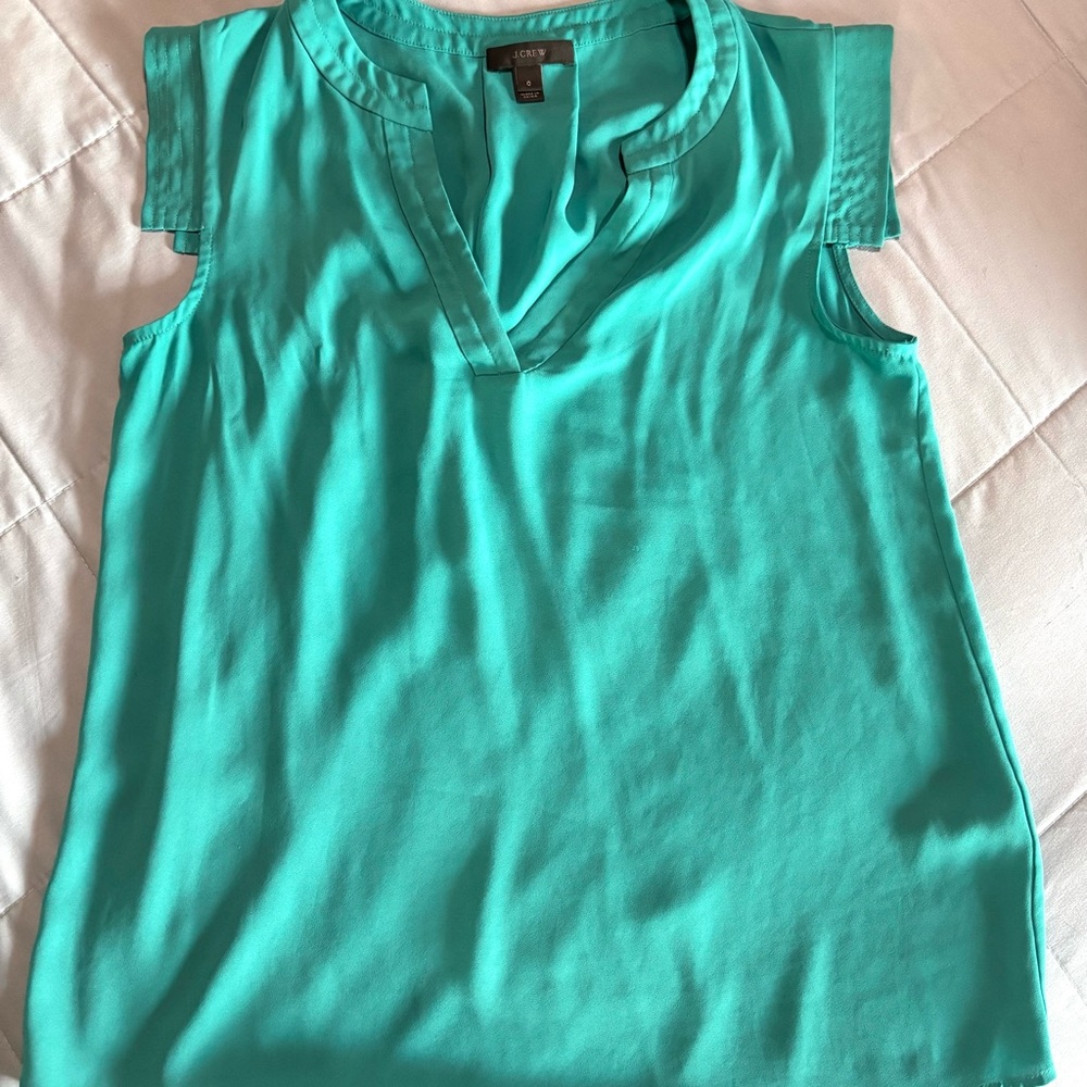 J. Crew turquoise Smocked Sleeveless Blouse